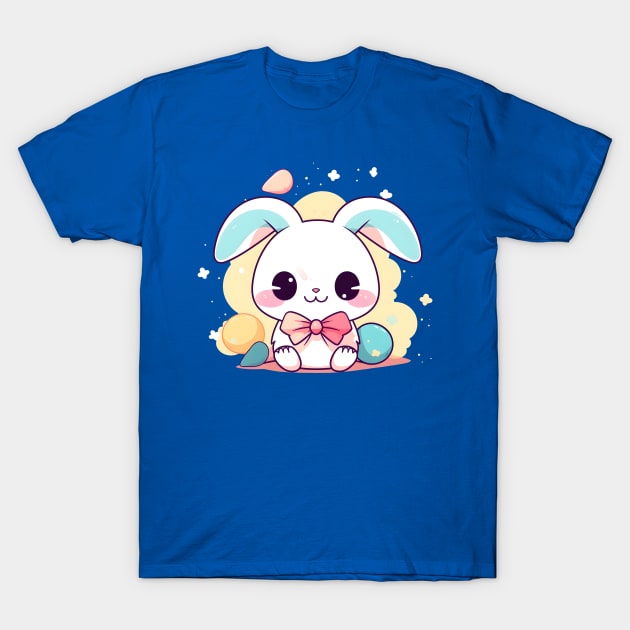 Cute Kawaii Bunny with Easter Eggs T-Shirt by ObscureDesigns